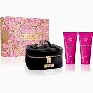 Versace Bright Crystal Shower Gel Body Lotion Travel Cosmetic Bag Gift Set New